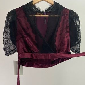 NWT Free People Cherish Plum Velvet Wrap Set